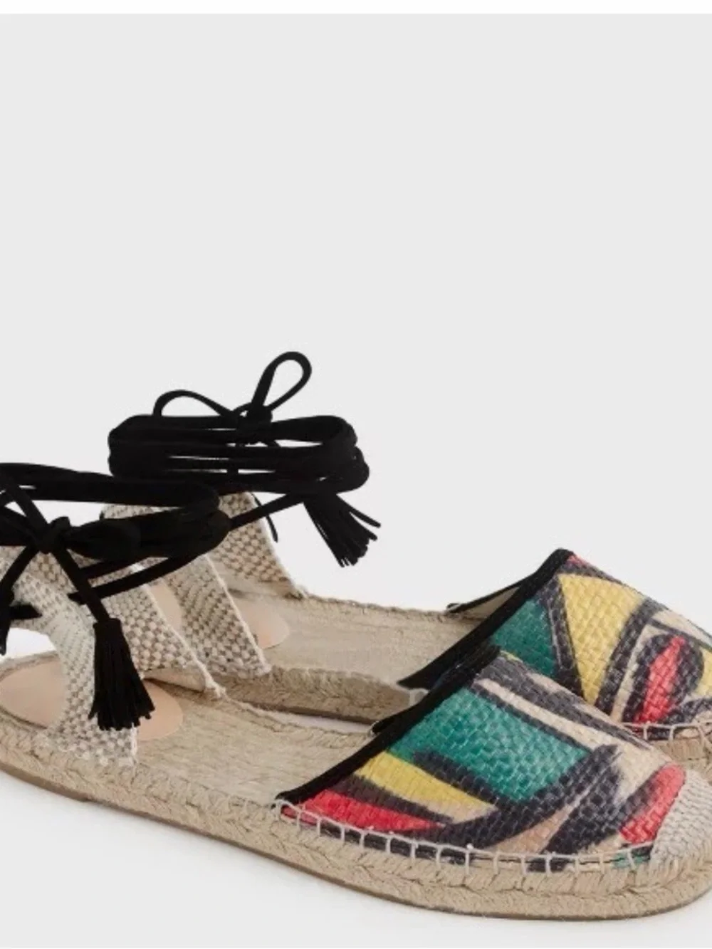 J Crew ankle wrap espadrilles with tassels color red green blue,  size 7